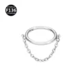 Titanium hinged segment ring with chain, silver body piercing jewelry variant, size option. - Single Chain Without Rhinestones (White K)