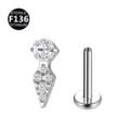 Titanium Dolch Labret Stecker Zirkonia Koerper Piercing Schmuck Silber Variante 0.9 - Nur Kopfteil (ohne Stab) / Konisch Silberweiß