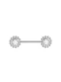 Stainless steel nipple piercing barbell with sparkling crystal sunflower ends for body art. - 1.6x14mm Bar / No. 4 Silver