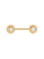 Gold stainless steel nipple ring piercing jewelry with clear crystal sun flower design charms. - 1.6x14mm Bar / No. 4 Gold