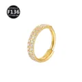 Titanium scharnierende segment ring met dubbele rij zirkonia stenen voor piercing. - 0.8mm (8mm Binnendiameter) / Goud (Witte Zirconia)