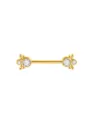 Stainless steel nipple ring piercing jewelry 1.6x14mm barbell with clear cubic zirconia. - 1.6x14mm Bar / No. 6 Gold