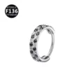 Titanium F136 Scharnier Segment Clicker Ring Zwart Wit Zirkonia Neus Oor Piercing - 0.8mm (8mm Binnendiameter) / Zilver (Zwart & Wit Zirkonia)