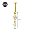 Goldfarbener F136 Titan Blumen Dangle Labret Knorpel Piercing Ohrring 19mm Schmuck - Blumen-Rauten-Anhänger-Stil (M2633) / 1.2x6mm (Gewinde M0.9) / Gold