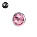 Titanium dermal anchor top featuring pink crystal stone for body piercing jewelry accessories. - 1.2*3mm Thread M1.2 (Fits 1.6mm Base) / Silver Pink