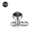 F136 Titanium Dermal Anchor Piercing Top Black Crystal Microdermal Body Piercing Jewelry - Silver-Black