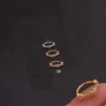 Stainless steel 8mm hinged segment ring micro-pave cubic zirconia nose piercing stud earring. - Silver / Style 2