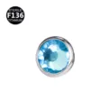 Top de piercing dermal de titanio con circonita azul claro accesorio de joyería corporal - 1.2*3mm Rosca M1.2 (Se adapta a la base de 1.6mm) / Azul Mar Plata