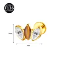 Titanium Markise Cluster Piercing Ohrring mit klaren Zirkonia und braunem Schmuckstein 7mm - Nur Oberteil (Ohne Stab) / Goldener Tigerauge-Stein
