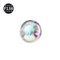 Top de anclaje dérmico de titanio 5A cristal arcoíris piercing F136 accesorio estéril - 1.2*3mm Rosca M1.2 (Se adapta a la base de 1.6mm) / Plata AB
