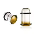 Transparente Glas Ohr Dehner Piercing Schmuck Bernsteinfarben Tunnel mit O-Ringen. - Pilzstecker-Stil (M2461) / 1.6mm / Gelb