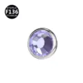 Top de anclaje dérmico de titanio gema púrpura 5A accesorio de piercing plano - 1.2*4mm Rosca M1.2 / Plata Púrpura