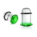 Glas Ohr Dehner Piercing Schmuck mit schwarzem O-Ring und einer grünen Unterseite - Pilzstecker-Stil (M2461) / 1.6mm (1 Stück) / Grün