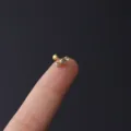 Gold stainless steel cartilage stud earring with clear cubic zirconia cluster design. - 1.2x6mm / No. 1 Gold