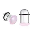Rosa Glas Dehnungsstab Piercing Ohr Plug, glatter Pilzkopf Körperschmuck für Ohrläppchen. - Pilzstecker-Stil (M2461) / 1.6mm (1 Stück) / Rosa