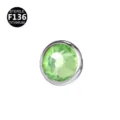 Top de anclaje dermico de titanio con un cristal verde brillante para piercing corporal - 1.2*3mm Rosca M1.2 (Se adapta a la base de 1.6mm) / Plata Verde