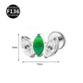 Titanium F136 Piercing Schmuck Marquise Grüne Stein Labret Ohrring Stecker Größe 5x7mm - Nur Kopf (Ohne Stab) / Silber Grün