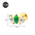 F136 Titan Marquise Piercing Schmuck mit Gruenem Stein und Zirkonia Stecker - Nur Kopf (Ohne Stab) / Goldgrün (Aventurin)