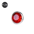 Top Dermal Anchor de Titanio F136 para Piercing Corporal con Gema de Cristal Rojo - 1.2*3mm Rosca M1.2 (Se adapta a la base de 1.6mm) / Plata Rojo