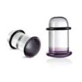 Klarem violettem Glas Ohr Plug Tunnel Dehner Piercing Körperschmuck Mode Accessoire - Pilzstecker-Stil (M2461) / 1.6mm / Dunkellila