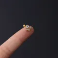 Goldener Edelstahl Knorpel Ohrring Piercing mit glänzenden Zirkonia Steinen und Kugelkopf - 1.2x6mm / Nr. 3 Gold