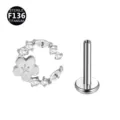 F136 Titanium Moon Flower Cubic Zirconia Labret Stud Ear Cartilage Piercing Jewelry - Flower Basket Silver White