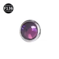 Hermoso top para piercing dermal de titanio F136 con gema morada para joyería corporal - 1.2*3mm Rosca M1.2 (Se adapta a la base de 1.6mm) / Plata violeta azul
