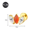 Titanium F136 Marquise Cluster Piercing Ohrstecker mit Zirkonia und orangenem Schmuckstein 7x5mm - Nur Kopf (Ohne Stab) / Gold Rot