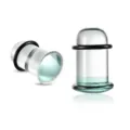 Glas Ohr-Plug Dehner Piercing Schmuck mit schwarzem O-Ring, Aquamarin Farbvariante. - Pilzstecker-Stil (M2461) / 1.6mm / Transparent