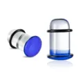 Blaues Gradienten-Klarglas-Ohrplug-Pilz-Piercing-Dehner-Körperschmuck-Artikel 1Stk - Pilzstecker-Stil (M2461) / 1.6mm / Blau