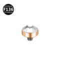 Top de anclaje dérmico de titanio con cristal transparente, base oro rosa, piercing. - 1,2x3 mm rosca M1,2 para base de 1,6 mm / Caja de Oro Rosa Esfera Blanca