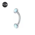 Joyeria de piercing con barra curva de titanio y hermosas bolas de ópalo brillante. - 1.2x8x4mm / Plata OP17 [roscado interno]
