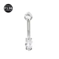 Anillo de piercing de titanio con circonitas cúbicas redondas y marquise para el cuerpo. - 1.6x10mm / Marquise plata y blanco