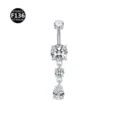 F136 titanium belly button ring with cubic zirconia pear drop dangling piercing body jewelry - Round and Teardrop Pendant