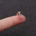 Superbe Boucle d'Oreille Cartilage Zircon Acier Inoxydable Or Rose Variante Chic - No.2 Style Ligne Strass / 0.8x6mm / Or rose