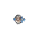 Gioiello per piercing in titanio F136 con zirconi blu e champagne per lobo o trago. - N. 5