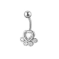 Joya Para Piercing De Ombligo Con Diseño De Corazón Y Pata De Gato Y Circonita - 1,6*11 mm / Pata de Gato en Forma de Corazón