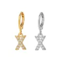 Stainless steel letter X hoop earrings crystal charm cartilage piercing fashion jewelry piece - Style X