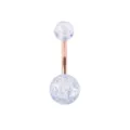Anillo de piercing para ombligo curvo en oro rosa con bolas brillantes transparentes. - 1,6*11 mm / Barra Oro Rosa Bola de Acrílico