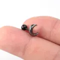 Schwarzer Mond Barbell Piercing Edelstahl Knorpel Ohrring Schmuck für den Alltag - Mond Schwarz Stil (No.3 Schwarz) / 1.2x6mm (Stabdicke x Länge)