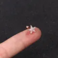 Edelstahlohrstecker mit Zirkonia in Blumenform für Knorpel-Piercing-Schmuck. - Sechsblättrige Blumen-Stil (No.12 Roségold) / 1.2x6mm (Stabdicke x Länge)