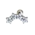 Edelstahl Knorpelpiercing Ohrstecker mit klaren Zirkonia Kristallen im Blumendesign. - Dreifach-Blumen-Bogen-Stil (2441 Stahlfarben) / 1.2x6mm (Stabdicke x Länge)