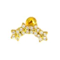 Goldenes Edelstahl Knorpel Piercing Ohrstecker mit funkelnden Zirkonia Blumen Detail. - Blumenstil Gold (Blumen Gold-2441) / 1.2x6mm (Stabdicke x Länge)