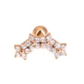 Roségold Edelstahl Zirkonia Blumen Bogen Knorpel Piercing Tragus Stecker Detailansicht. - Blumenstil Roségold (Blumen Roségold-2441) / 1.2x6mm (Stabdicke x Länge)