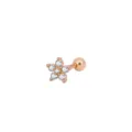 Edelstahl Blume Zirkon Knorpelohrring mit praktischer Schraubkugel Piercing Schmuck - Fünfblättrige Blume Stil (Fünfblättrige Blume Roségold Weiß-981) / 1.2x6mm (Stabdicke x Länge)