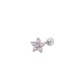 Edelstahl rosa Zirkonia Blume Knorpel Piercing Ohrring, 1.2x6mm Körperschmuck. - Fünfblättrige Blume Stil (Fünfblättrige Blume Silber Rosa-981) / 1.2x6mm (Stabdicke x Länge)