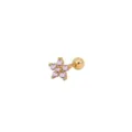 Edelstahl rosa Zirkon Blume Knorpel Ohrring Schraubverschluss Piercing Schmuck neu - Fünfblättrige Blume Gold Rosa Strass Stil (Fünfblättrige Blume Gold Rosa-981) / 1.2x6mm (Stabdicke x Länge)