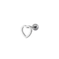 Edelstahl Herz Knorpel Piercing Stecker, silberner Körperschmuck Variante Artikel. - Herz Silber Stil (NO.27 Silber) / 1.2x6mm (Stabdicke x Länge)