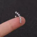 Boucle d'oreille piercing cartilage incurvée en zircon acier inoxydable, variante corps. - No.4 Pavé Style Incurvé / 0.8x6mm / Argent