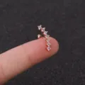 Boucle d'oreille cartilage courbe or rose avec zircons brillants pour piercing femmes - No.4 Pavé Style Incurvé / 0.8x6mm / Or rose